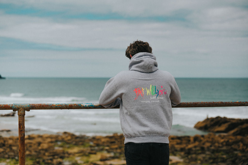 Fat Willy's Surf Shack Newquay Adult Hoodie Sport Grey