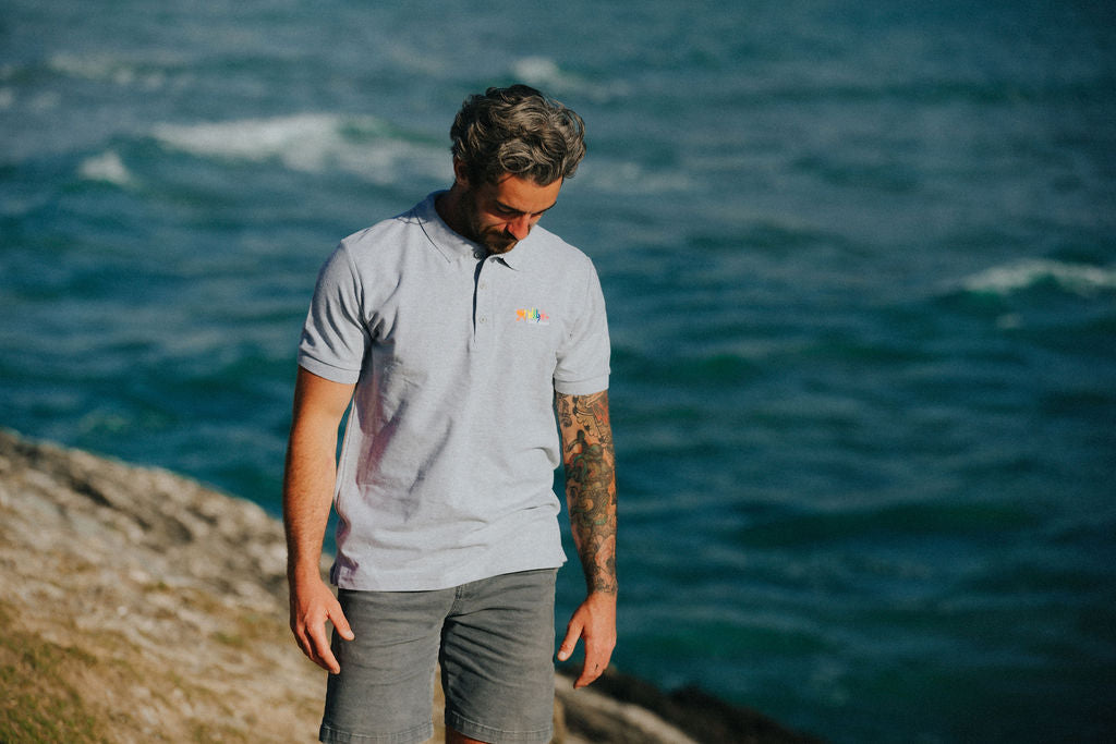 Fat Willy's Surf Shack Newquay Polo Shirt Heather Grey