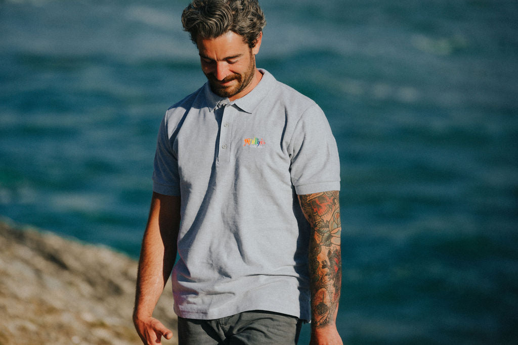 Fat Willy's Surf Shack Newquay Polo Shirt Heather Grey
