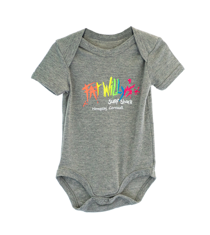 Fat Willy's Newquay baby grow in grey