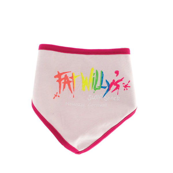 Fat Willy's Newquay baby bandana dribble bib in pink and white