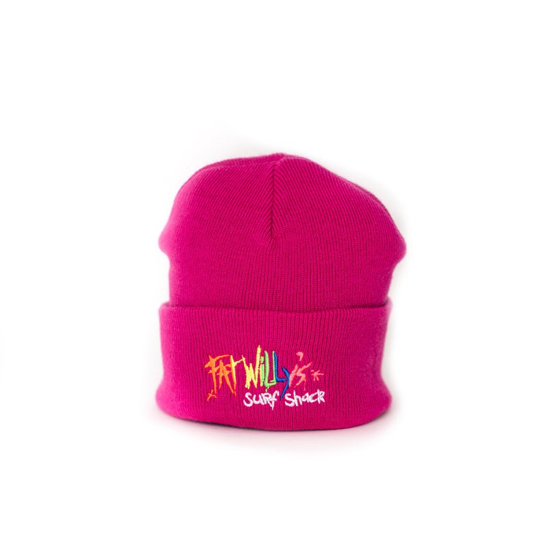 Fat Willy's beanie hat newquay pink