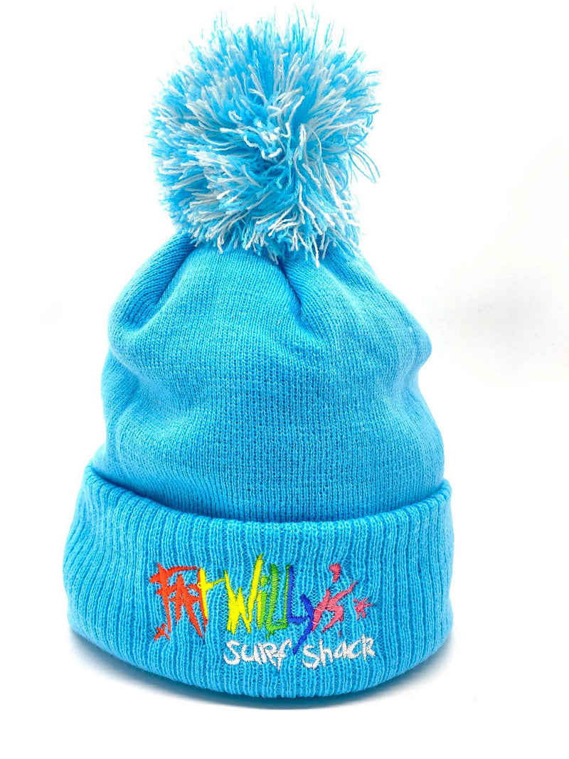 Fat Willy's adult bobble hat surf blue