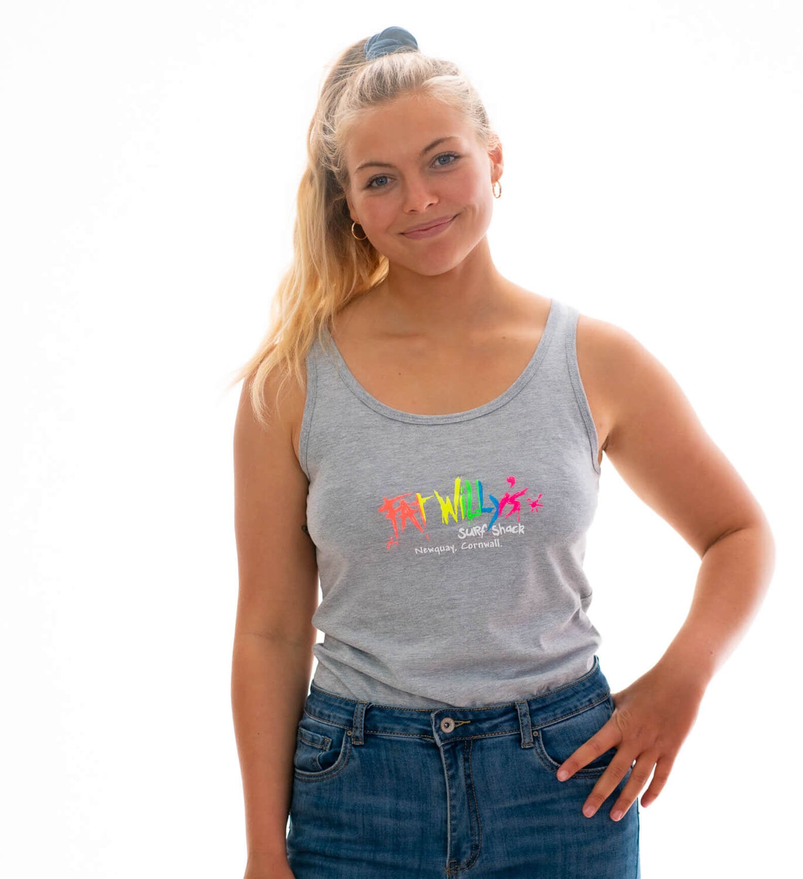 Fat Willy's Surf Shack Newquay Ladies Cut Vest Grey