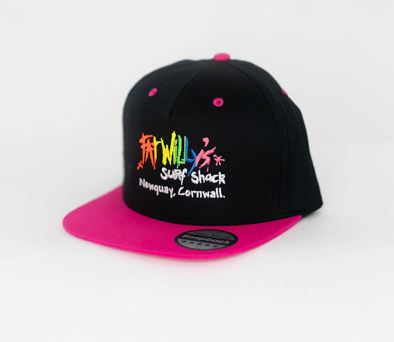 Fat Willy's Newquay Kids Snap Back Cap in Hot Pink