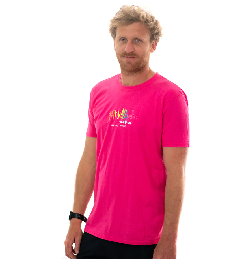 Fat Willy's Surf Shack Newquay Adult T Shirt Pink