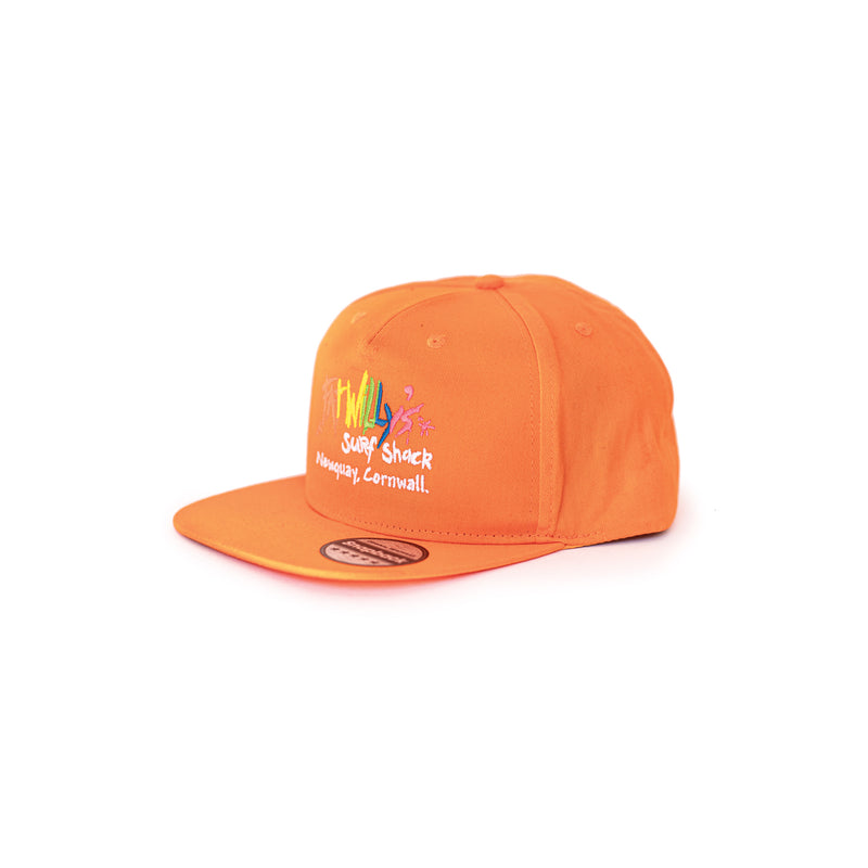 fat willy's newquay snapback cap in bright orange