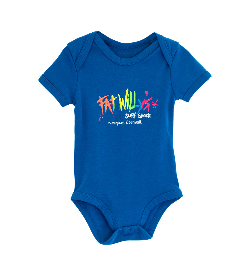 Fat Willy's Newquay baby grow in cobalt blue